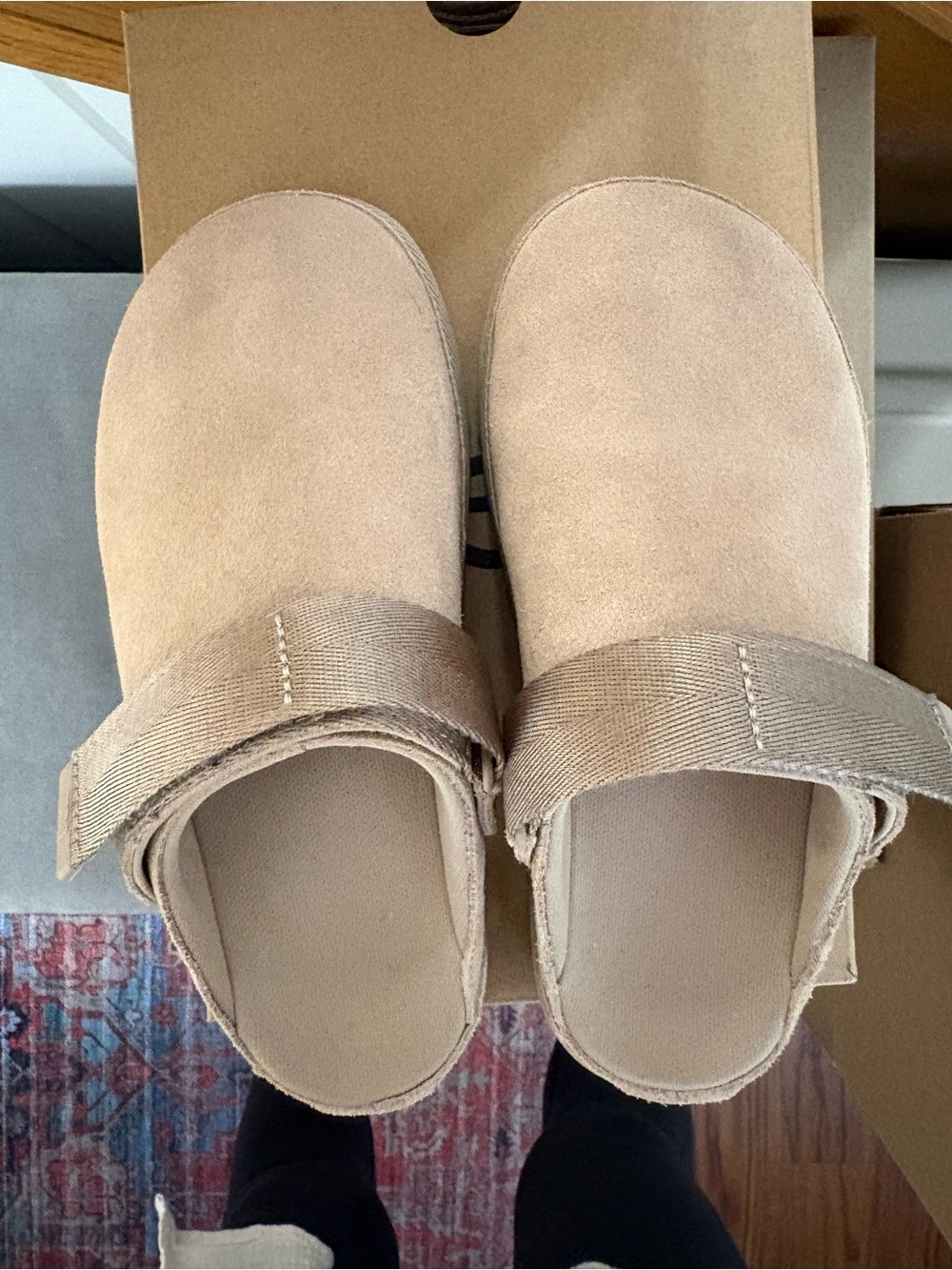 UGG Women’s Tan Suede Velcro Strap Mules